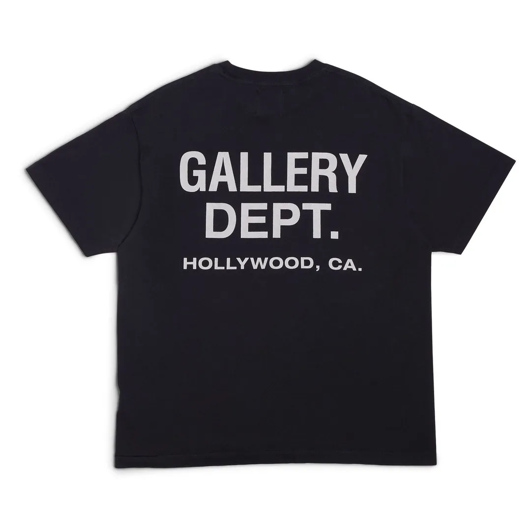 GALLERY DEPT. SOUVENIR TEE Black English LOGO short sleeves Hollywood limited edition Washed black S-XL Classic basic style washed and aged Cylindrical seamless linen and cotton fabric Loose fit